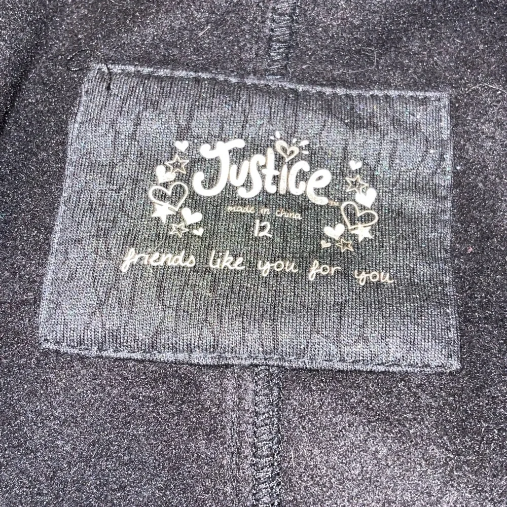 Girls Size 12 Justice Black Jacket Coat‎ w/ Rhinestones